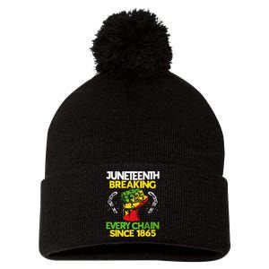 Juneteenth Breaking Every Chain Since 1865 African American Pom Pom 12in Knit Beanie