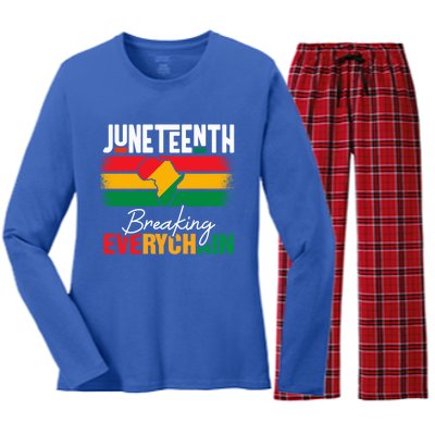 Junenth Breaking Every Chains Since 1865 Gift Women's Long Sleeve Flannel Pajama Set 