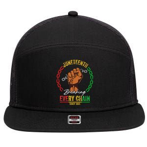 Juneteenth Breaking Every Chain Since 1865 7 Panel Mesh Trucker Snapback Hat