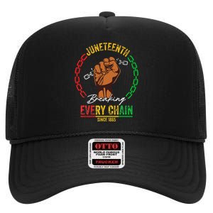 Juneteenth Breaking Every Chain Since 1865 High Crown Mesh Back Trucker Hat