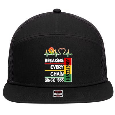 Juneteenth Breaking Every Chain Since 1865 7 Panel Mesh Trucker Snapback Hat