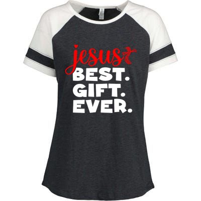 Jesus Best Ever Christian Humor Christmas Season Lover Enza Ladies Jersey Colorblock Tee