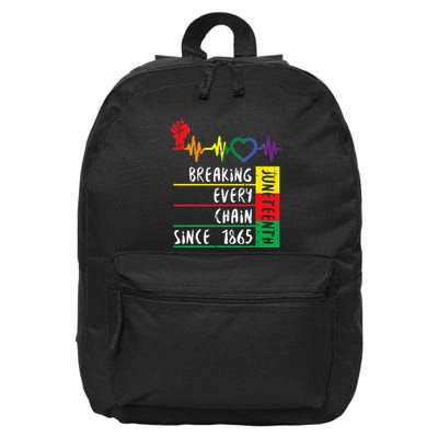 Juneteenth Breaking Every Chain Since 1865 16 in Basic Backpack