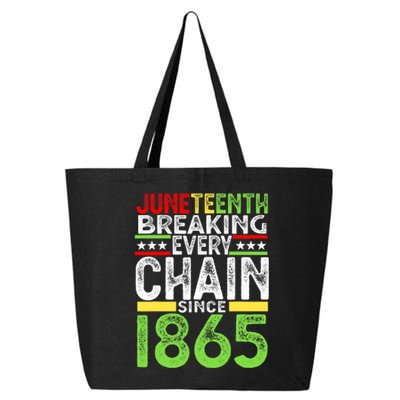 Juneteenth Breaking Every Chain Since 1865 Proud Afro Black 25L Jumbo Tote