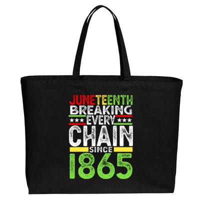 Juneteenth Breaking Every Chain Since 1865 Proud Afro Black Cotton Canvas Jumbo Tote