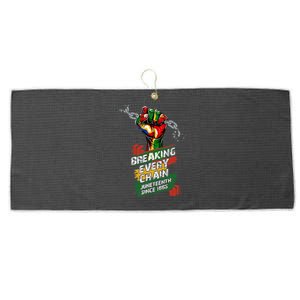 Juneteenth Breaking Every Chain Since 1865 Large Microfiber Waffle Golf Towel