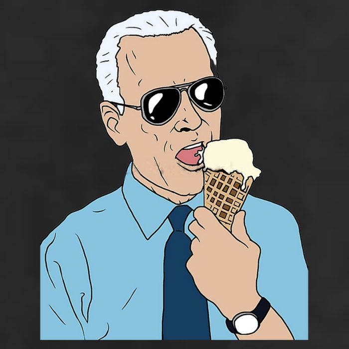 Joe Biden Eating Ice Cream 7 Panel Mesh Trucker Snapback Hat
