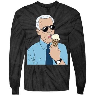 Joe Biden Eating Ice Cream Tie-Dye Long Sleeve Shirt