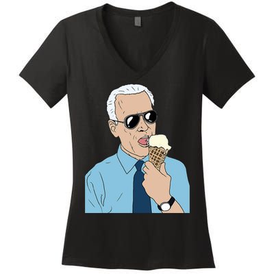 Joe Biden Eating Ice Cream Women's V-Neck T-Shirt