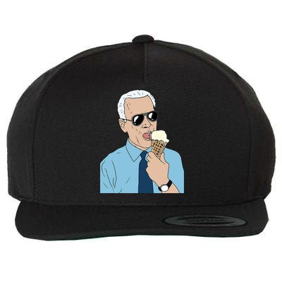 Joe Biden Eating Ice Cream Wool Snapback Cap
