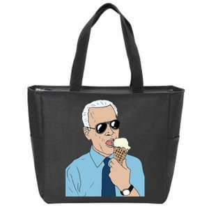 Joe Biden Eating Ice Cream Zip Tote Bag