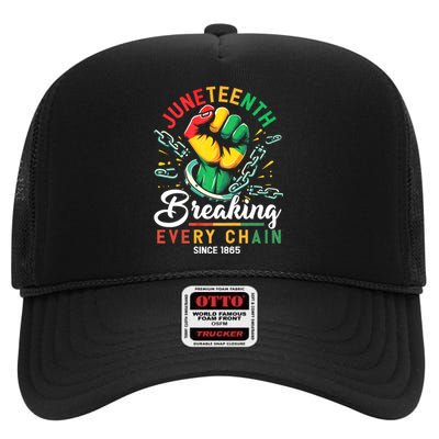 Juneteenth Breaking Every Chain Since 1865 African American Freedom High Crown Mesh Back Trucker Hat