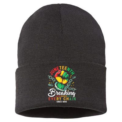 Juneteenth Breaking Every Chain Since 1865 African American Freedom Sustainable Knit Beanie