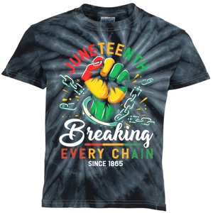 Juneteenth Breaking Every Chain Since 1865 African American Freedom Kids Tie-Dye T-Shirt