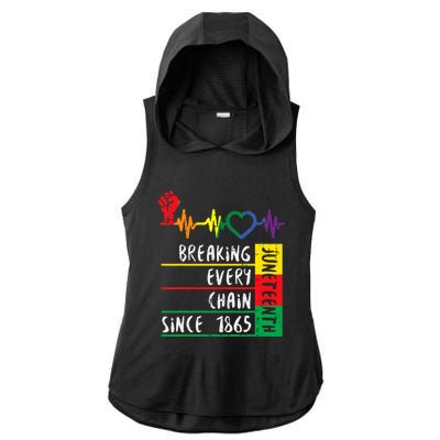 Juneteenth Breaking Every Chain Since 1865 Ladies PosiCharge Tri-Blend Wicking Draft Hoodie Tank