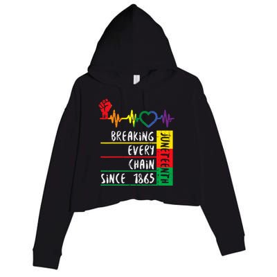 Juneteenth Breaking Every Chain Since 1865 Crop Fleece Hoodie