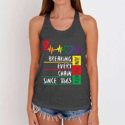 Juneteenth Breaking Every Chain Since 1865 Women's Knotted Racerback Tank