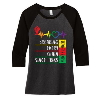 Juneteenth Breaking Every Chain Since 1865 Women's Tri-Blend 3/4-Sleeve Raglan Shirt