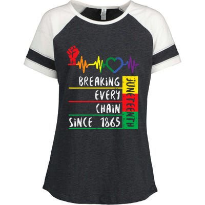 Juneteenth Breaking Every Chain Since 1865 Enza Ladies Jersey Colorblock Tee