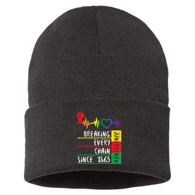 Juneteenth Breaking Every Chain Since 1865 Women Sustainable Knit Beanie