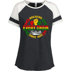 Juneteenth Breaking Every Chain Since 1865 Africa American Gift Enza Ladies Jersey Colorblock Tee