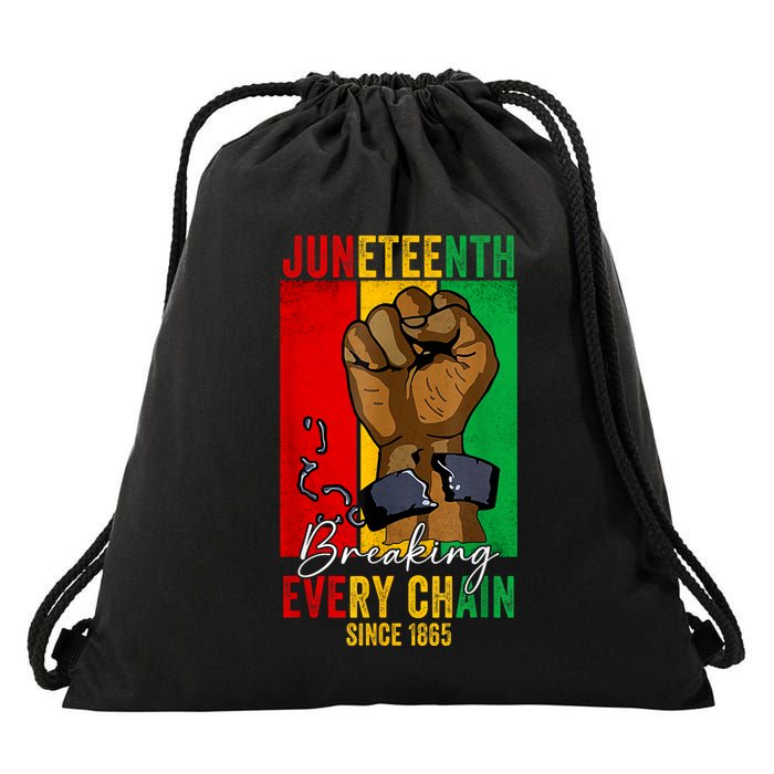 Juneteenth Breaking Every Chain Since 1865 Drawstring Bag