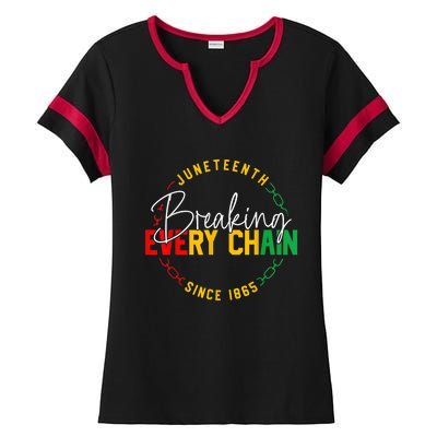 Juneteenth Breaking Every Chain African American Black Story Gift Ladies Halftime Notch Neck Tee