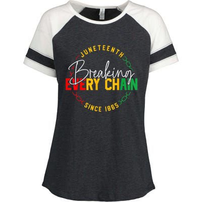 Juneteenth Breaking Every Chain African American Black Story Gift Enza Ladies Jersey Colorblock Tee