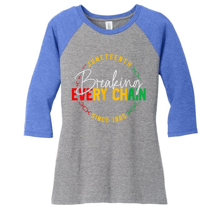 Juneteenth Breaking Every Chain African American Black Story Gift Women's Tri-Blend 3/4-Sleeve Raglan Shirt