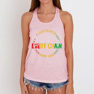 Juneteenth Breaking Every Chain African American Black Story Gift Women's Knotted Racerback Tank