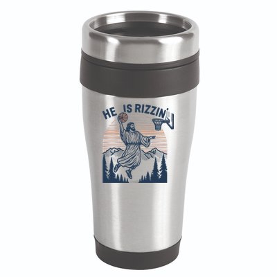 Jesus Basketball Easter He Is Rizzin Basketball God Vintage Funny 16oz Travel Tumbler