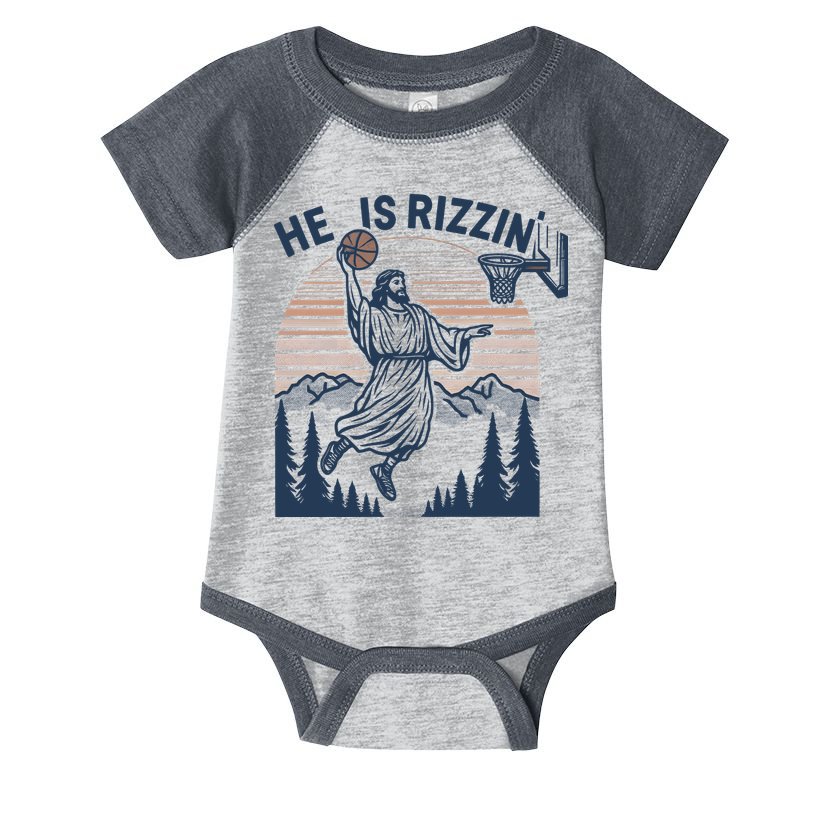 Jesus Basketball Easter He Is Rizzin Basketball God Vintage Funny Infant Baby Jersey Bodysuit