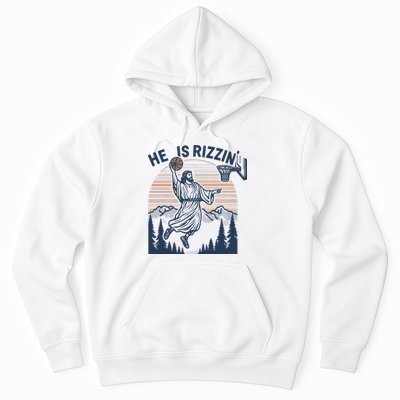 Jesus Basketball Easter He Is Rizzin Basketball God Vintage Funny Hoodie