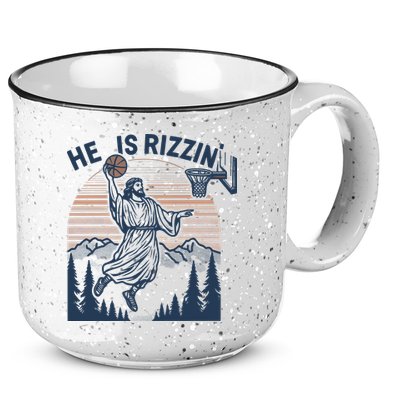 Jesus Basketball Easter He Is Rizzin Basketball God Vintage Funny 15oz Campfire Ceramic Mug
