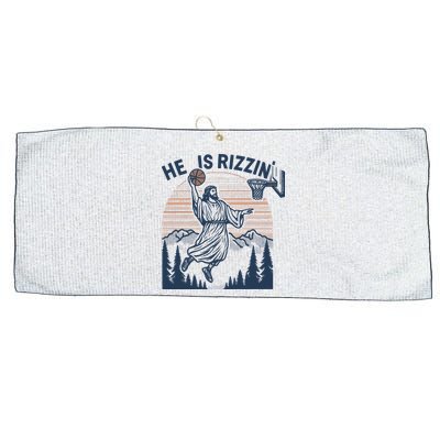 Jesus Basketball Easter He Is Rizzin Basketball God Vintage Funny Large Microfiber Waffle Golf Towel