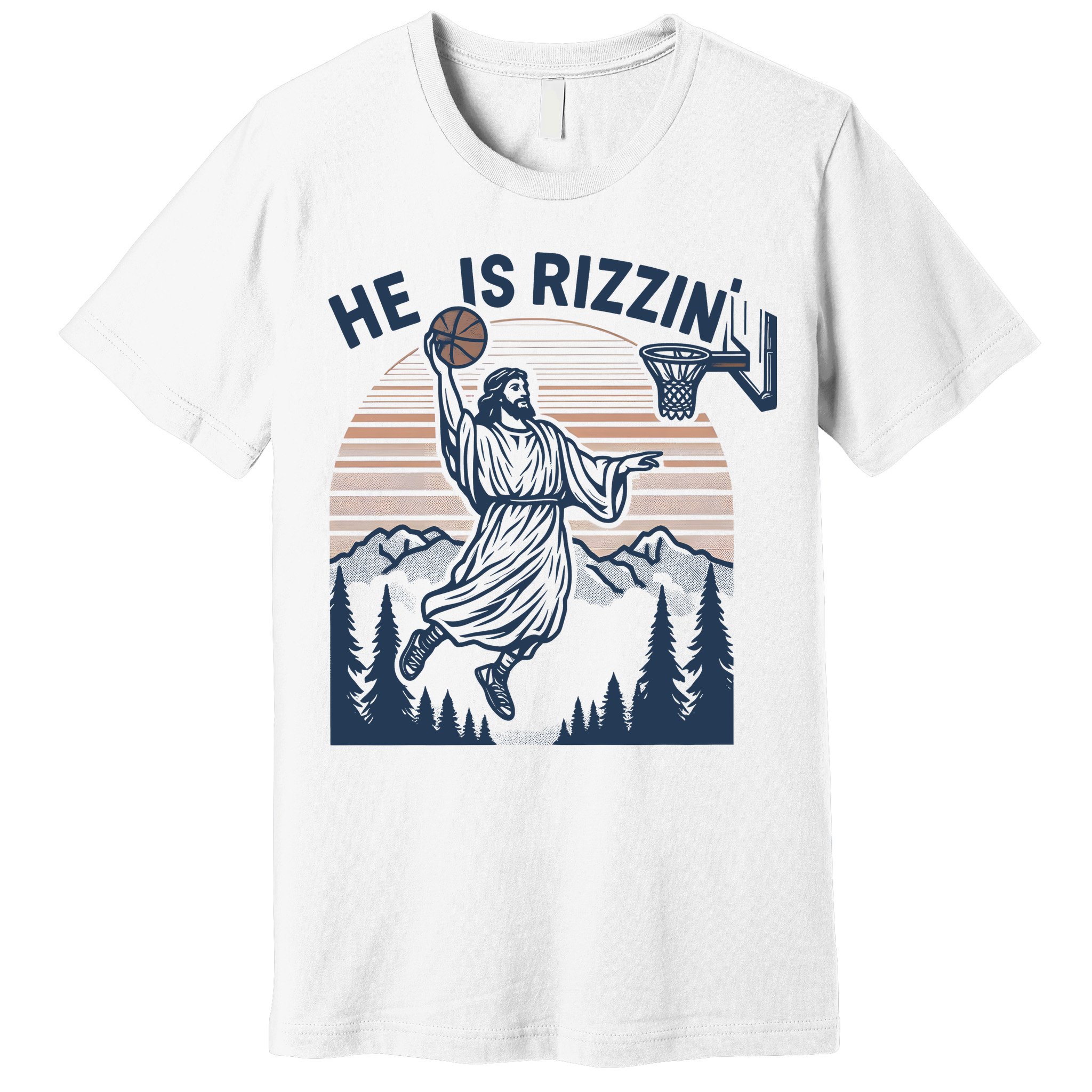 Jesus Basketball Easter He Is Rizzin Basketball God Vintage Funny Premium T-Shirt