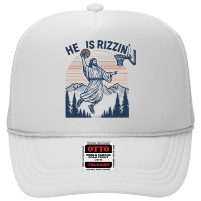 Jesus Basketball Easter He Is Rizzin Basketball God Vintage Funny Trucker Hat