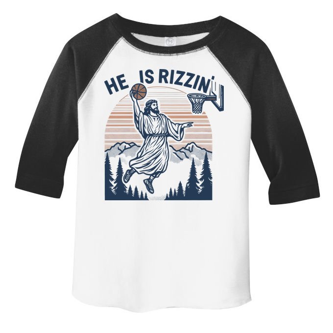 Jesus Basketball Easter He Is Rizzin Basketball God Vintage Funny Toddler Fine Jersey T-Shirt