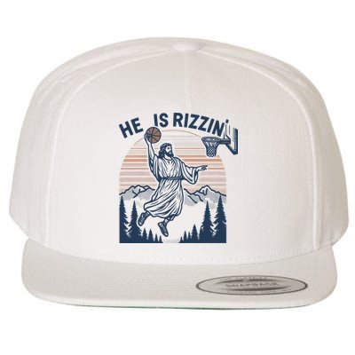 Jesus Basketball Easter He Is Rizzin Basketball God Vintage Funny Wool Snapback Cap