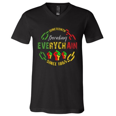 Juneteenth Break Every Chain Black History Remembrance V-Neck T-Shirt