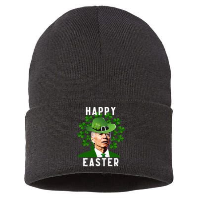 Joe Biden Easter Confused Funny St Patricks Day Sustainable Knit Beanie