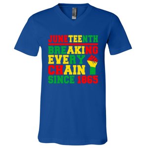 Juneteenth Breaking Every Chain Since 1865 Black Pride Gift V-Neck T-Shirt