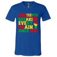 Juneteenth Breaking Every Chain Since 1865 Black Pride Gift V-Neck T-Shirt