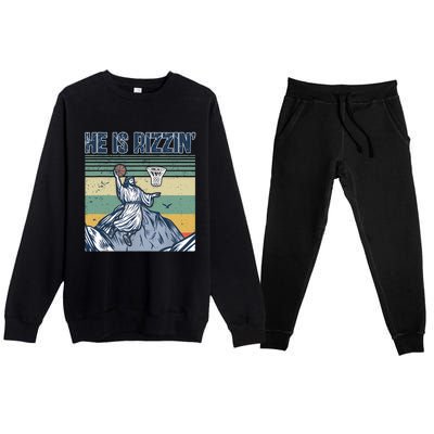 Jesus Basketball Easter Retro Faith Apparel Premium Crewneck Sweatsuit Set