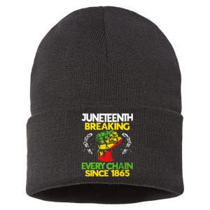 Juneteenth Breaking Every Chain Since 1865 African American Sustainable Knit Beanie