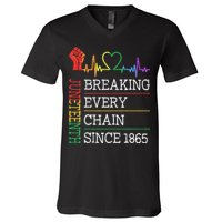 Juneteenth Breaking Every Chain Since 1865 V-Neck T-Shirt