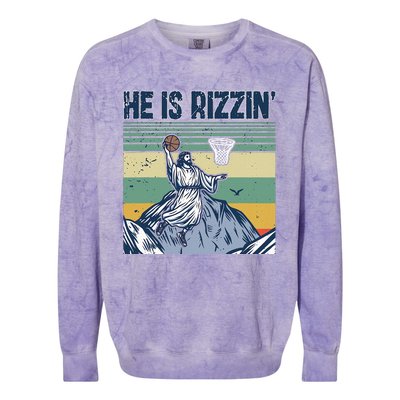 Jesus Basketball Easter Retro Faith Colorblast Crewneck Sweatshirt