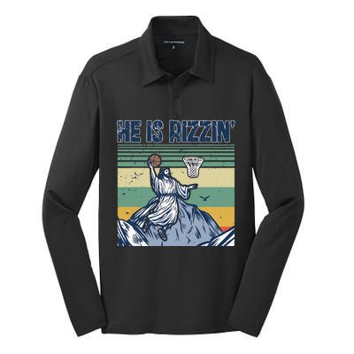 Jesus Basketball Easter Retro Faith Silk Touch Performance Long Sleeve Polo