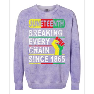 Juneteenth Breaking Every Chain Since 1865 African American Colorblast Crewneck Sweatshirt