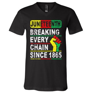 Juneteenth Breaking Every Chain Since 1865 African American V-Neck T-Shirt